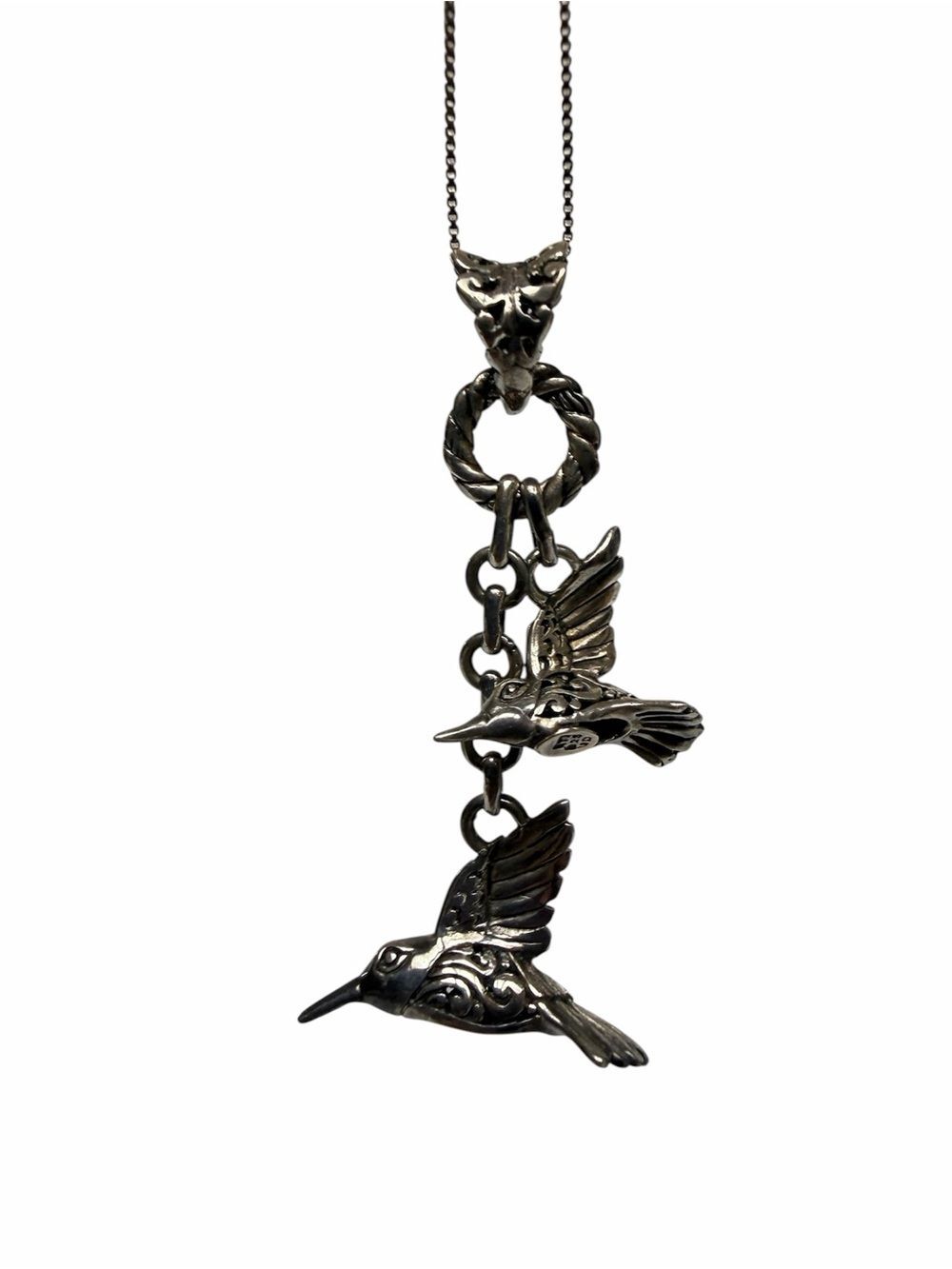 Annika Witt 925 Sterling Silver Dual-Hummingbird Pendant Filigree